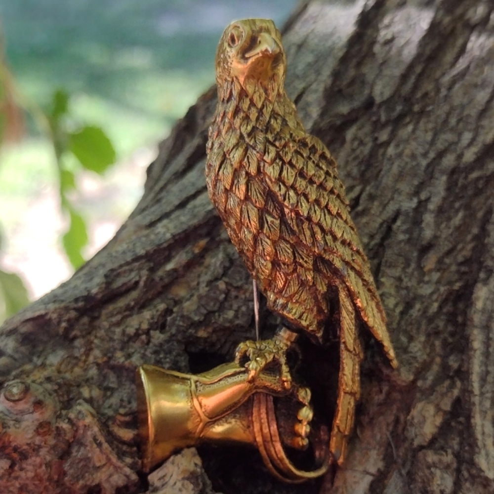 Vintage TORTOLANI Gold Plated Falcon Bird Brooch